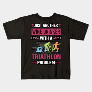 Wine Drinker Triathlon Triathlete Kids T-Shirt